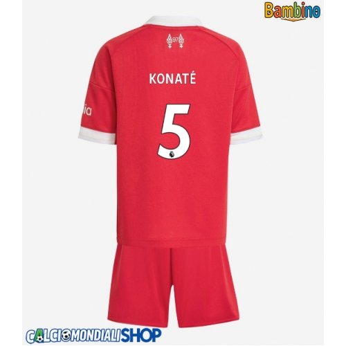 Maglie da calcio Liverpool Ibrahima Konate #5 Prima Maglia Bambino 2025-26 Manica Corta + Pantaloni corti)